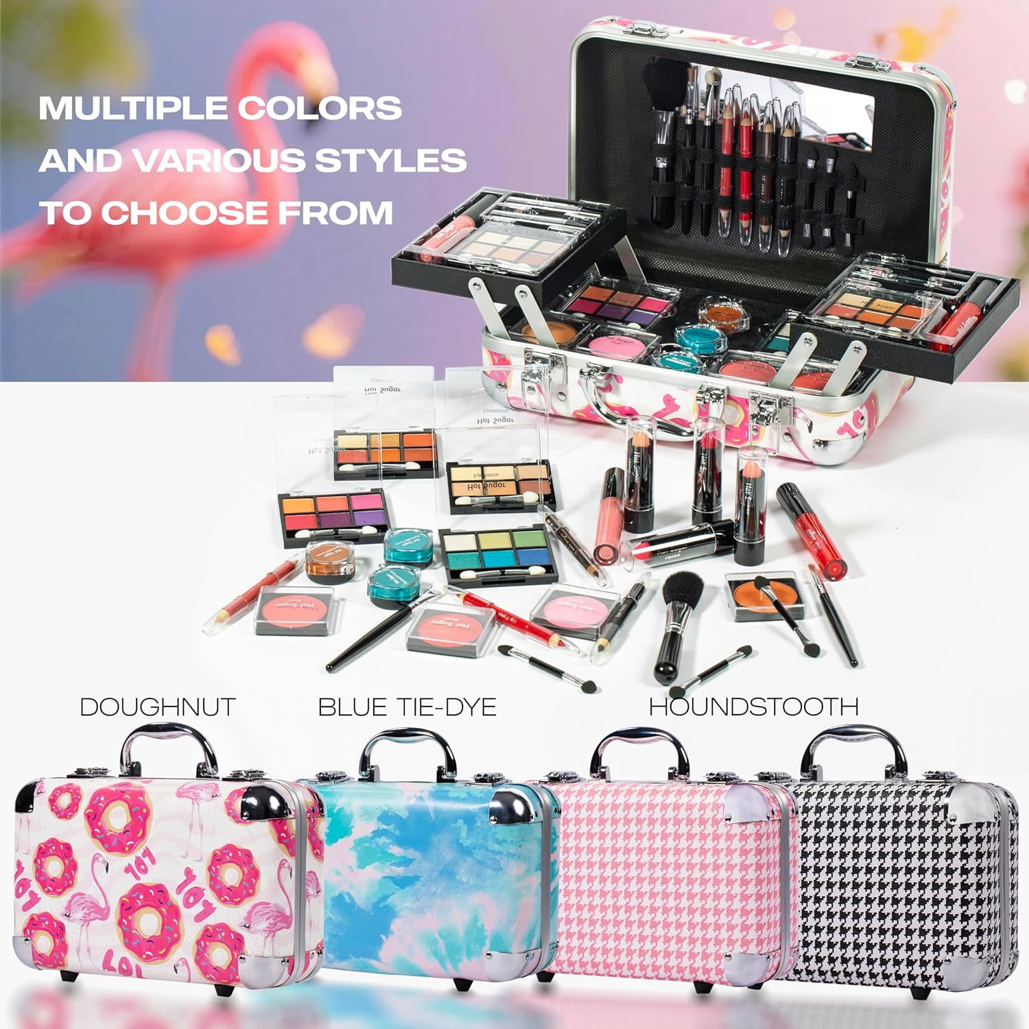 Hot Sugar Makeup Kit for Girls 10-12, Basic Cosmetic Set for Women - Perfect Gift to Begin The Makeup Journey (Blue Tie-Dye)
