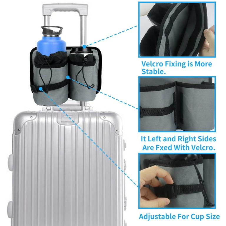 Hands-Free Travel Essential 2 Pcs Cup Holder for Suitcases Luggage
