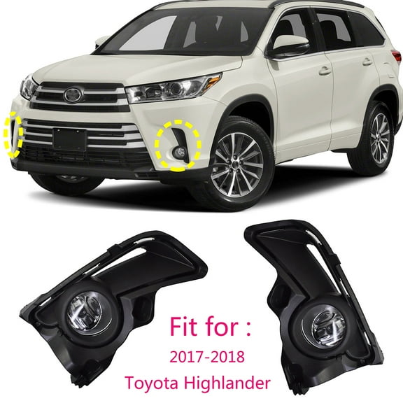 Pair of Fog Light Lamps Kit Fit for Toyota Highlander 2017 2018