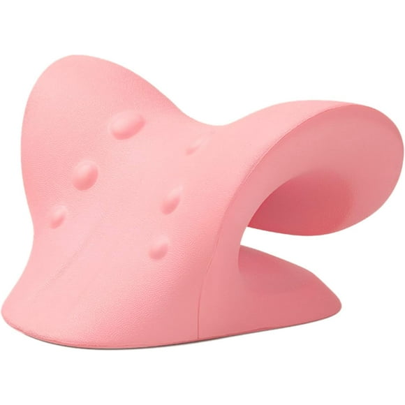Neck Massager Roller Neck Stretcher Posture Corrector Pillow,for TMJ Neck Pain Relief Neck Roller Massager Gadgets for Massage Table (Pink)