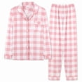 thumbnail image 1 of Pijamas bonitos de algodón para mujer, camisetas de manga larga y pantalones con bolsillos, ropa informal de estar por casa con lunares., 1 of 5