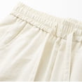 thumbnail image 6 of Mens Cotton Pants Wide Leg Baggy Pants Elastic Waist Casual Summer Beach Barrel Leg Trousers Big and Tall Size M-3XL Beige, 6 of 7