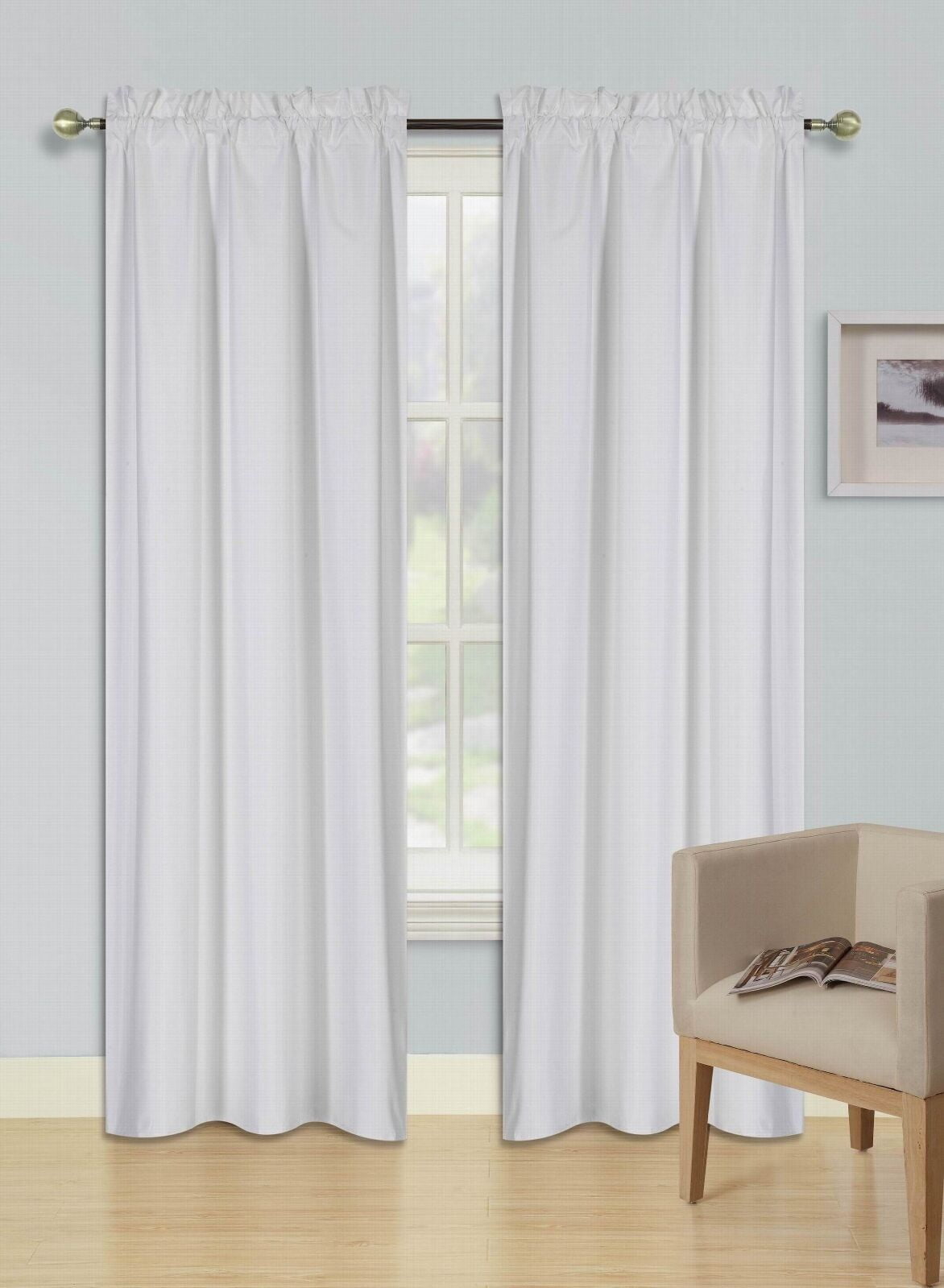 1 Set Rod Pocket Insulated Thermal Lined Blackout Window Curtain R64 Orange 