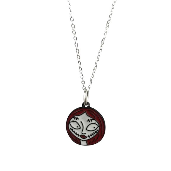 Sally Skellington Cartoon Necklace Nightmare Before Christmas Round Charm Pendant