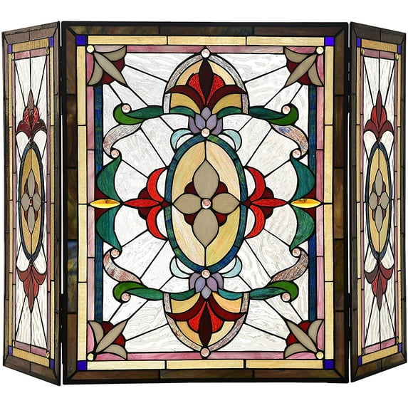 RADIANCE Goods Tiffany-Style 3pcs Folding Victorian Fireplace Screen 44" Wide