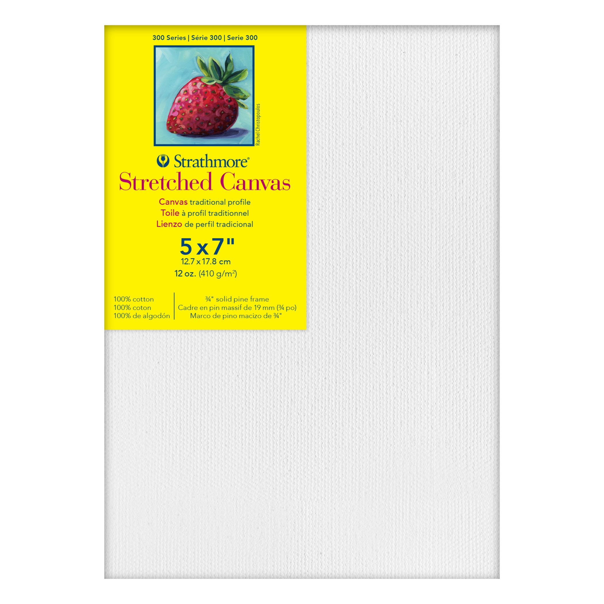 Strathmore 300 Series Traditional Stretched Canvas, 5x7 inch, 3 Pack