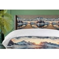 thumbnail image 4 of Ambesonne Lake Duvet Cover Set, Sunset Mountains Pier Paisley, King, Slate Blue and Peach, 4 of 6
