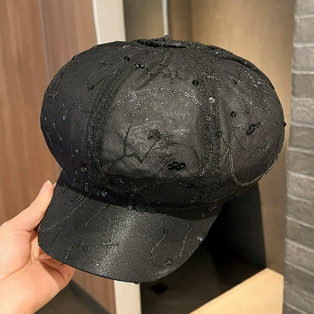 Boina ajustable de verano, sombrero de playa octogonal fino e informal para mujer, transpirable, ideal para actividades al aire libre, ala ancha, protección solar, sombrero de verano