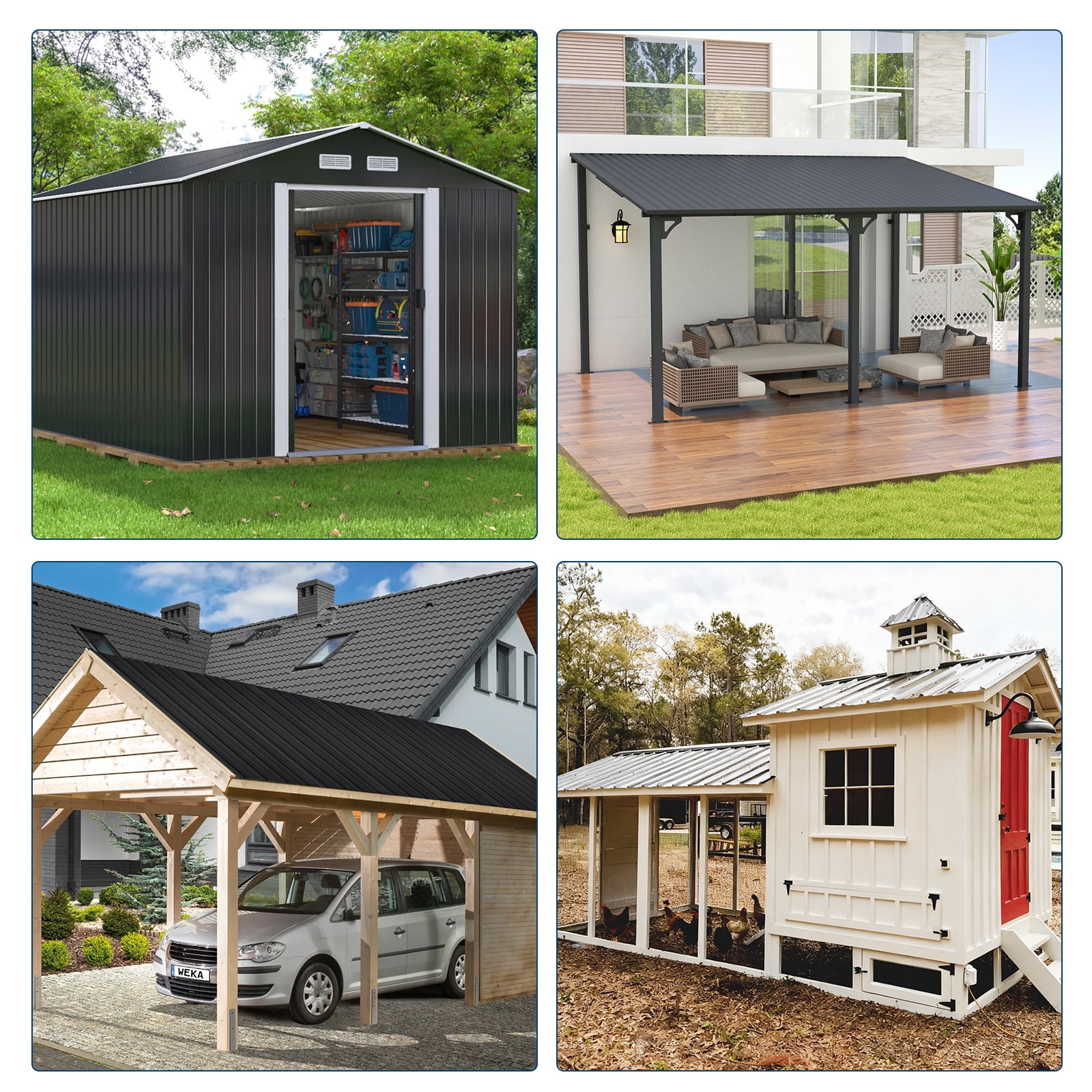 20 Pcs Metal Roofing Panels, 3.54 Ft Corrugated Galvanized Steel Roofing Panels, Heavy Duty Metal Siding Panels with Screws for Pergola, Gazebo, Shed, Outdoor Storage, Chicken Coop, Patio,Garages