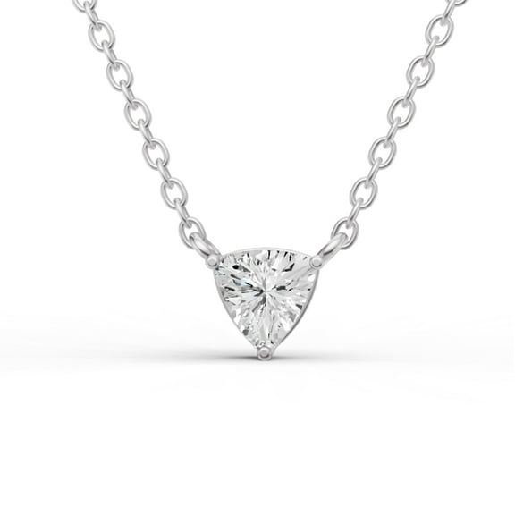 Lab Grown 1 Carat Floating Trillion Shaped Diamond Solitaire Pendant in 14K White Gold. Sample Image Final Product May Vary.