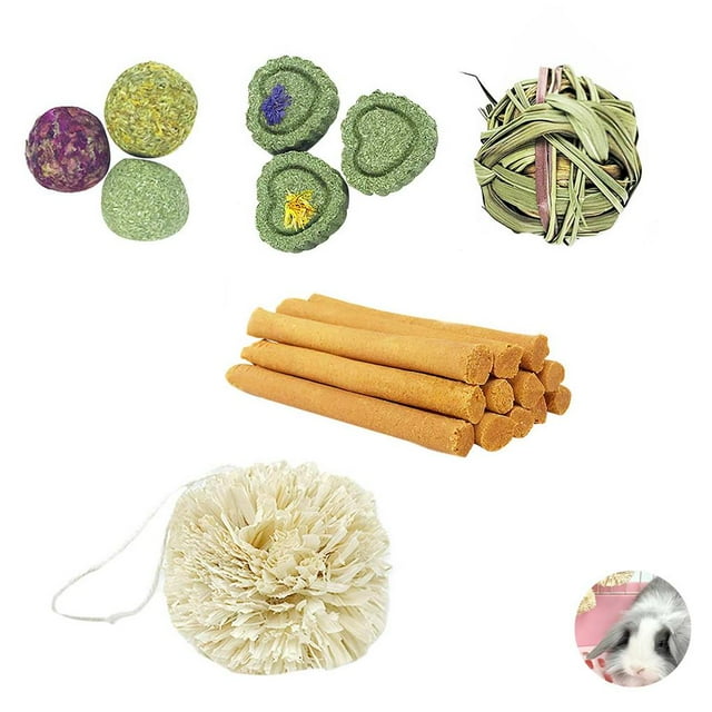 13pcs Bunny Chew Toys Set Natural Tree Branch Pet Chewing Grass Pet Snacks Pet Chewing Playing Toys for Rabbits Hamsters Parrots Chinchillas