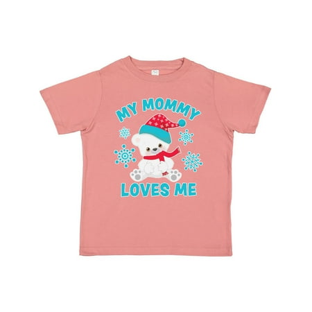 

Inktastic Polar Bear My Mommy Loves Me in Santa Hat with Snowflakes Gift Toddler Boy or Toddler Girl T-Shirt