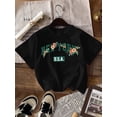 thumbnail image 1 of Alphabets graphic print creative T-Shirts, Soft & Elastic Comfy Crew Neck Short Sleeve Tee, Kid's Summer Tops, 1 of 6