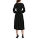 thumbnail image 3 of Vestido de suéter A-Line para mujer INSPIRE CHIC 2025 con cuello en V, manga larga y tejido acanalado, color negro, 3 of 5