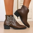thumbnail image 2 of Leozcaa Bottines Western Brodées pour Femmes Bout Pointu Talons Courts Épais, 2 of 9