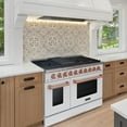 thumbnail image 5 of Akicon 48" Slide-in Freestanding Professional Style Gas Range with 6.7 cu. ft. Oven, 8 Burners, Convection Fan, Cast Iron Grates, & Blue Porcelain Oven Interior, White with Copper, 5 of 7