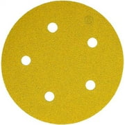 Benchmark Abrasives 6" Premium Aluminum Oxide Stearated Gold 5 Holes Hook and Loop Discs for Sanding of Metals Non-Ferrous Metals Wood Plastic Fiberglass (Pack of 50) - 60 Grit