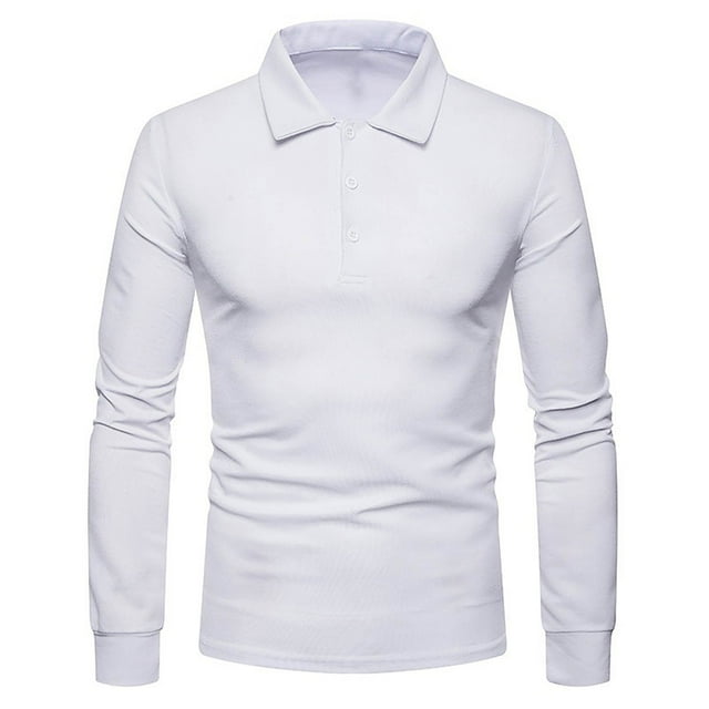 Gspmoly Shirts for Men, Men'S Long Sleeved Solid Color Button up Collar Top Men Top Weekly Deals