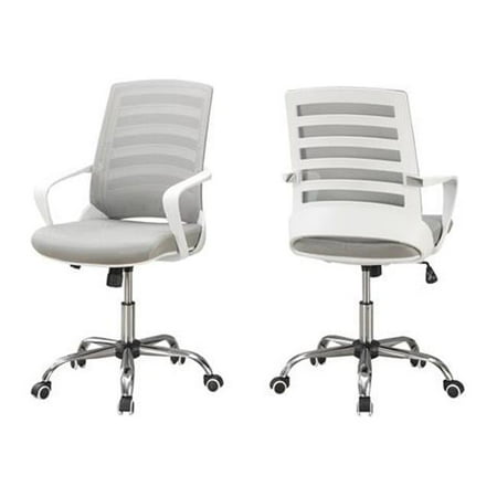 UPC: 0680796010669 | Office Chair  Adjustable Height  Swivel  Ergonomic  Armrests  Computer Desk  Work  Metal  Mesh  White  Chrome  Contemporary  Modern