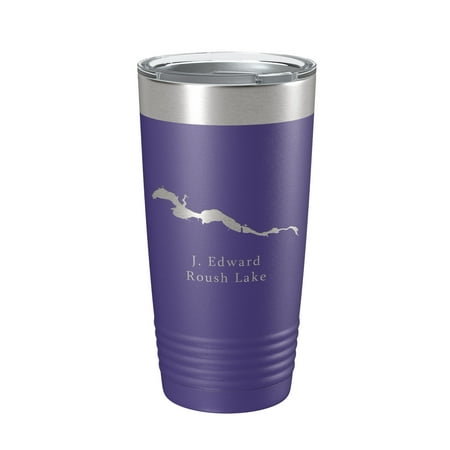 

J. Edward Roush Lake Map Tumbler Travel Mug Insulated Laser Engraved Coffee Cup Indiana 20 oz Purple