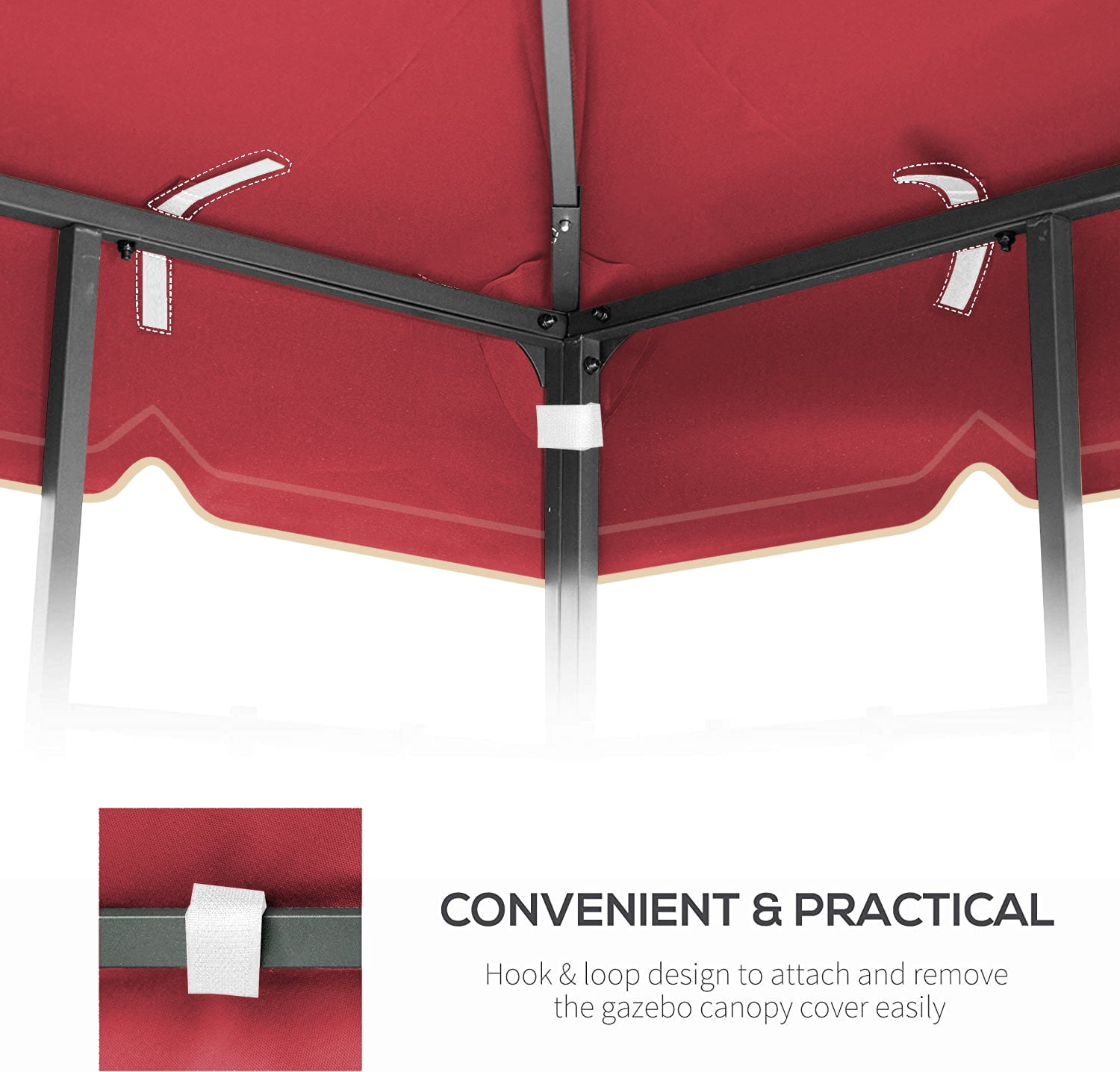 10x10 Ft Outdoor Patio Gazebo Replacement Canopy,Double Tiered Gazebo Tent Roof Top Cover for Outdoor Garden Patio,Red