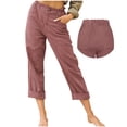 thumbnail image 1 of WILLBEST Pantalones Casuales de Mujer con Cintura Elástica y Bolsillos, Pantalones Casuales de Lino Cómodos para Uso Diario Chica, 1 of 6