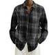 thumbnail image 1 of Camisas De Vestir Para Hombre Azul Hombre Otoño Invierno de un solo pecho cálido Casual Plaid solapa playa manga larga vacaciones al libre camisa de vacaciones (Grey, XL), 1 of 6