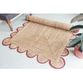 thumbnail image 4 of Chouhan Rugs Natural Jute Red Scalloped Rug Bohemian Rug Decor Rug Handwoven Rug Custom Rug Decorative Rug, 4 of 6