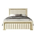 thumbnail image 3 of Home Design Olathe Full Upholstered Panel Bed Frame with Channel-Tufted Headboard and Gold Acrylic Strip Accents, Beige, Easy Assembly, 3 of 11