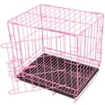 thumbnail image 3 of BRIGHTFUFU Jaula plegable para perros pequeños Jaula de alambre de metal rosa con bandeja Portador portátil para mascotas para gatos y conejos Jaula para conejos Jaula para perros, 3 of 8