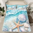 thumbnail image 2 of jejeloiu Ocean Coral Starfish Twin Sheet Sets,Ocean Animal Sealife Twin Fitted Sheet,Sea Beach Flat Sheet,Lightweight Room Decoration,3 Pieces, 2 of 7