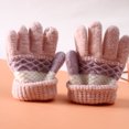 thumbnail image 4 of Guantes de bebé de otoño e invierno para niños de guardería, bonitos guantes de punto cálidos con rayas para los dedos, 4 of 5