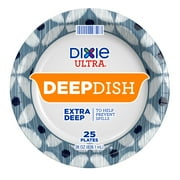 Dixie Ultra Deep Dish Disposable Paper Plates, Multicolor, 28 Ounce, 25 Count