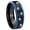 Black And Blue Step Edge, variant on Paw Print Design Concave Black Tungsten Men Ring 10MM