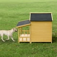 thumbnail image 4 of Demi Bonn 46" Wooden Dog House for Indoor Dogs, Outdoor Waterproof Dog Kennel, Log Cabin Style with Porch, Elevated Floor, 2 Doors, Beige, 4 of 9