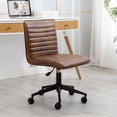 thumbnail image 3 of Furniliving Armless Office Chair Mid-Back  Leather Task Chair Rolling  Swivel Adjustable Computer Chair,Dust Yellow, 3 of 11