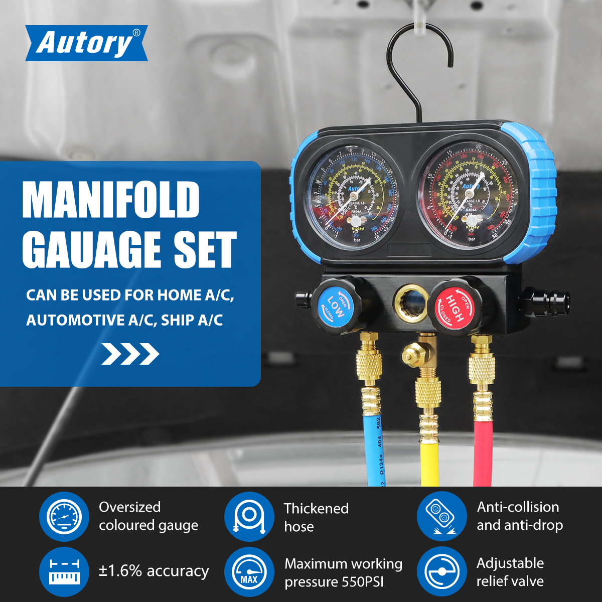 Mrcartool Refrigeration Digital Manifold Pressure Gauge HVAC System Tester for Home Ship Car A/C