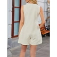 thumbnail image 4 of Women'S Summer Casual Rompers Lace-Up Short Loose Linen Jumpsuit Beach Outfits Travel Vacation Clothes Beige XL, 4 of 8