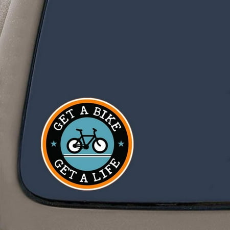 Get A Bike Get A Life Vinyl Decal Sticker | 4-Inch Diameter | **2-Pack** | Car Truck Van SUV Laptop Macbook Wall