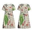 thumbnail image 4 of Womens Summer A-Line Dresses Casual Short Sleeve T-Shirt Dress Beach Sundress, Italian Cuisine Italy Vintage, 4 of 7