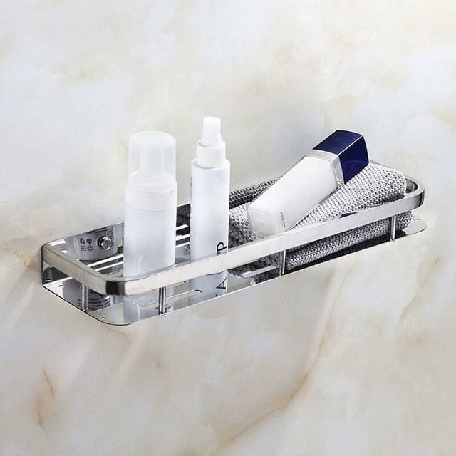 Carrito de ducha SUS304, estante de ducha de acero inoxidable, estante de baño montado en la pared, cesta de ducha rectangular, cromado