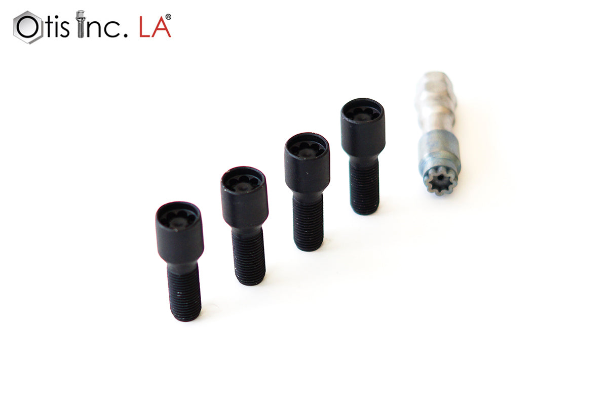 Farad Microlock Wheel Lock Bolt M12x1.25x25, Cone Seat, Black, One Key