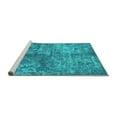 thumbnail image 2 of Ahgly Company Machine Washable Indoor Square Oriental Turquoise Blue Industrial Area Rugs, 7' Square, 2 of 4