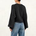 thumbnail image 6 of Edvintorg Pullover Sweaters for Women Solid Color Crew Neck Cropped Sweater Long Sleeve Loose Pullover Top Clothes Women Black XL, 6 of 6