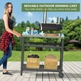 thumbnail image 3 of TORVA Portable BBQ Grill Cart - Outdoor Prep Table with Stainless Steel Top & 2-Tier Storage | Heavy-Duty HDPE Base for Patio, Camping & Backyard Use,Gray, 3 of 7