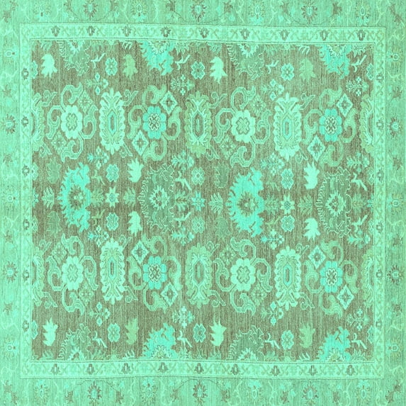Ahgly Company Indoor Square Abstract Turquoise Blue Modern Area Rugs, 8' Square
