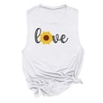 thumbnail image 4 of Love Flower Print Muscle Tank Top Women Workout Tank Vacation Shirt Casual Letters Print Sleeveless Holiday Shirt, 4 of 4