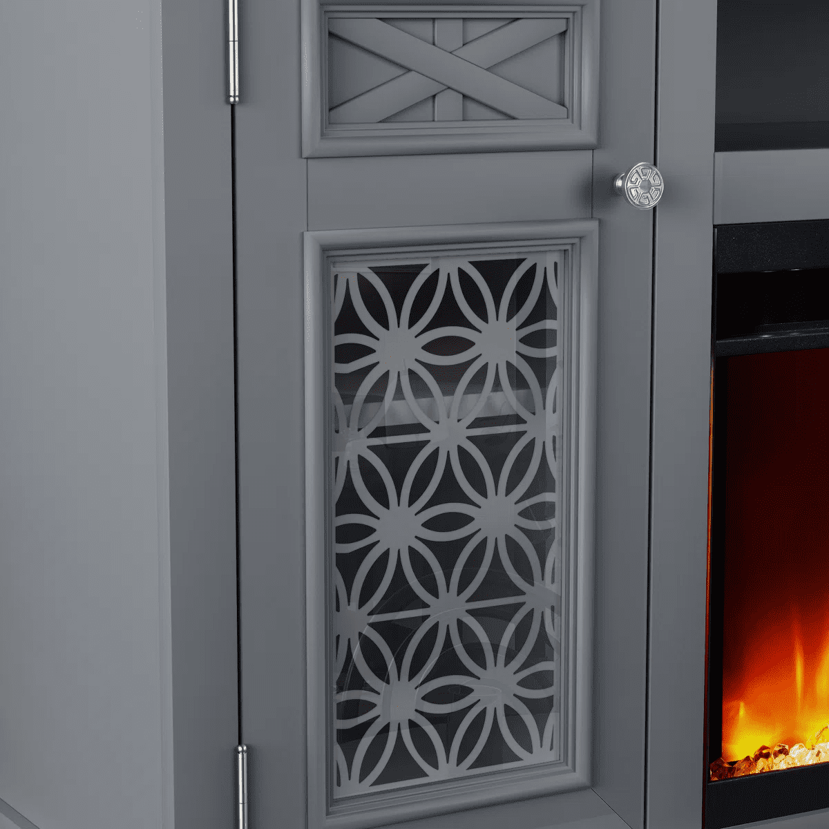 Joy River 70" TV Stand with 36" Electric Fireplace-Grey