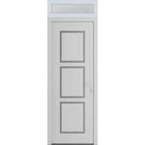 Front Exterior Prehung Metal-Plastic Door Frosted Glass | Manux 8661 White Silk | Top Sidelite Transom | Office Commercial and Residential Doors Entrance Patio Garage 36 x 94 (W36x80 14) Left-hand