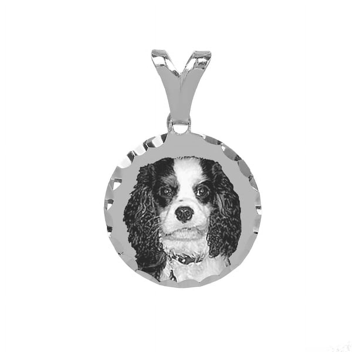Personalized Round Black and White Charm With Diamond Cut Border
